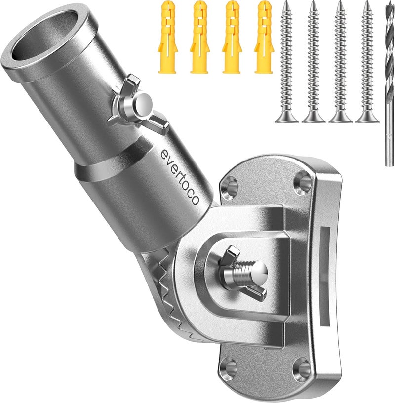 evertoco Heavy Duty T304 Stainless Steel Flag Pole Bracket - 180° Adjustable Flag Pole Holder for House with Two Installation Methods, Flag Holder for 1" Inner Diameter Pole, Wind Resistant &Rust Free - Image 1